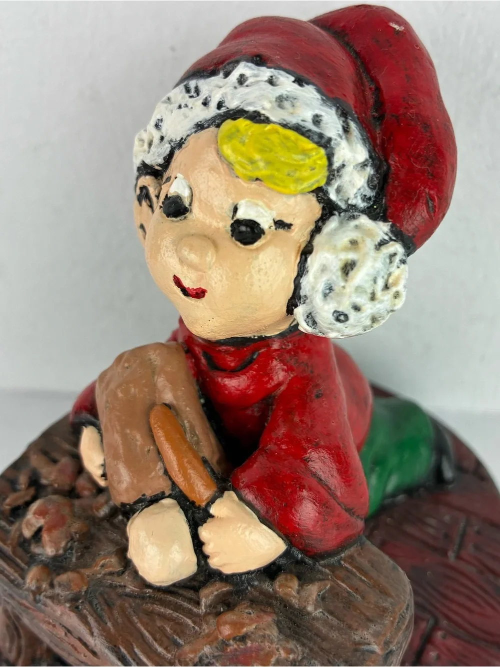 Vintage Christmas Plaster Elf in Santa’s Workshop Figurine
